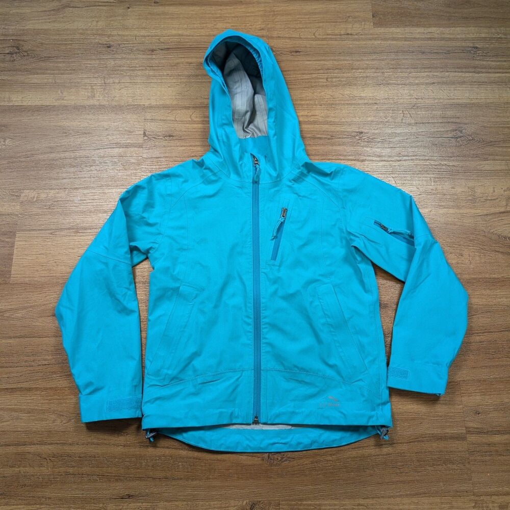 L. L. Bean Girls Rain Jacket Wind Breaker Size S8 Teal Outdoors Hiking